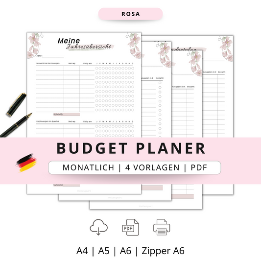 Budget Planer 4 Varianten, rosa