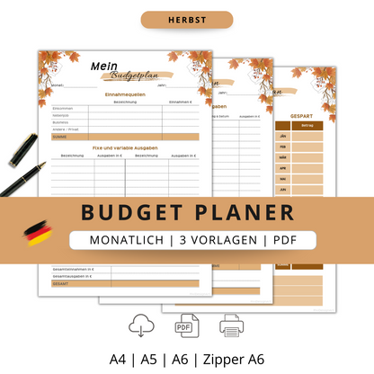 Budget Planer, braun, A4, A5 & A6, inkl. Jahresansicht
