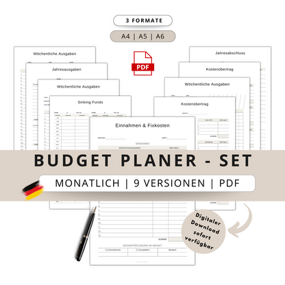 Budget Planer- SET 9 Varianten, beige minimal