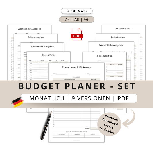 Budget Planer- SET 9 Varianten, beige minimal