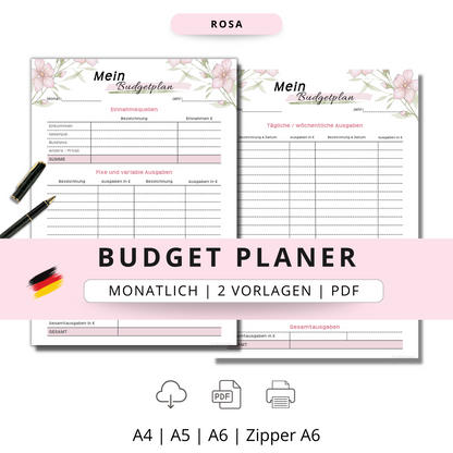 Budget Planer, rosa, A4, A5 & A6