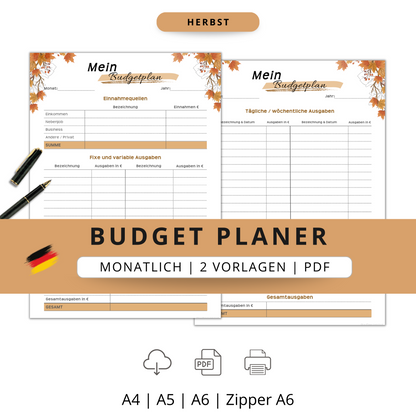 Budget Planer, braun, A4, A5 & A6