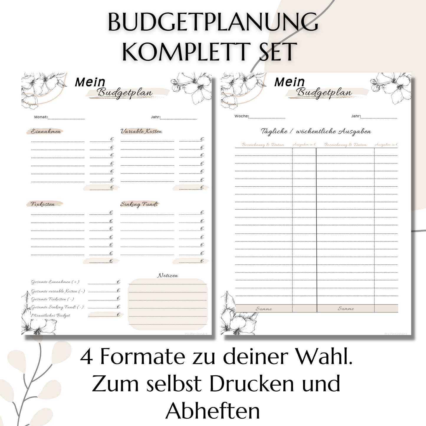 Budget Planer & Deckblätter, mediterran