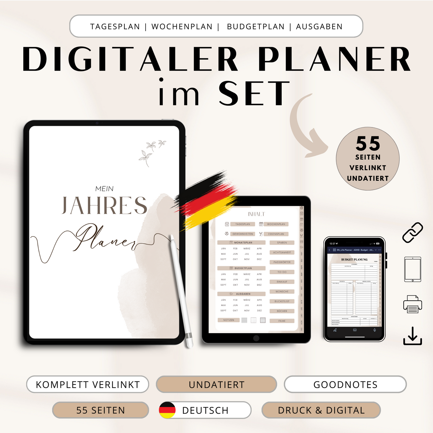 Digitaler Planer Deutsch, undatiert