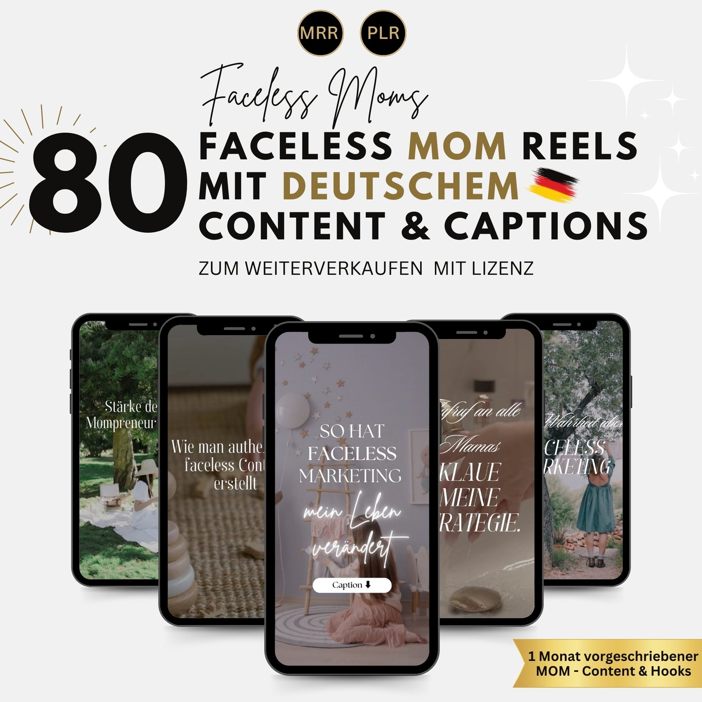 Faceless Mom Reels Deutsch, Instagram, Canva Templates, DFY, Digitales Marketing mit Master Resell Rechte, MRR / PLR, Canva, Wiederverkauf