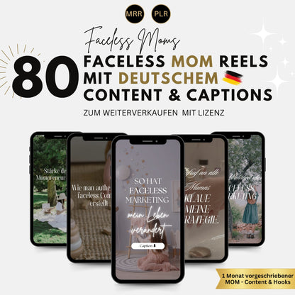 Faceless Mom Reels Deutsch, Instagram, Canva Templates, DFY, Digitales Marketing mit Master Resell Rechte, MRR / PLR, Canva, Wiederverkauf