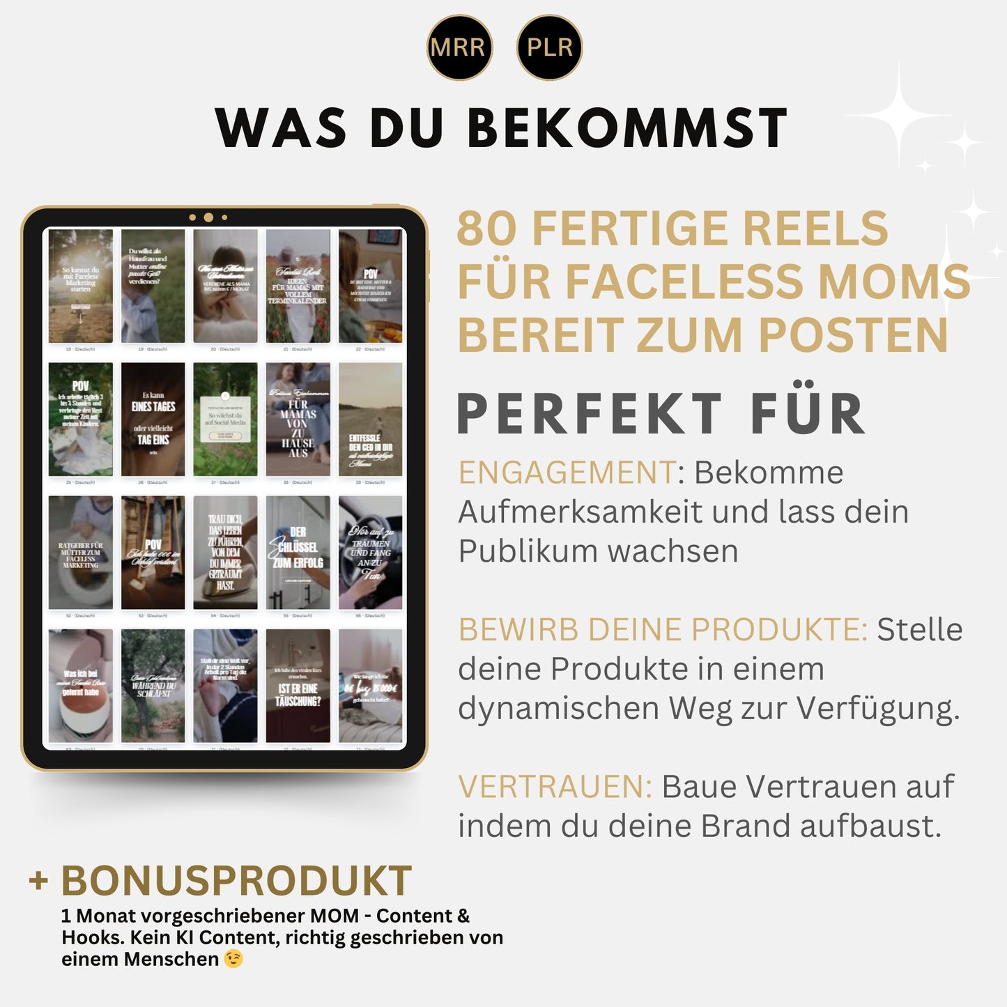 Faceless Mom Reels Deutsch, Instagram, Canva Templates, DFY, Digitales Marketing mit Master Resell Rechte, MRR / PLR, Canva, Wiederverkauf