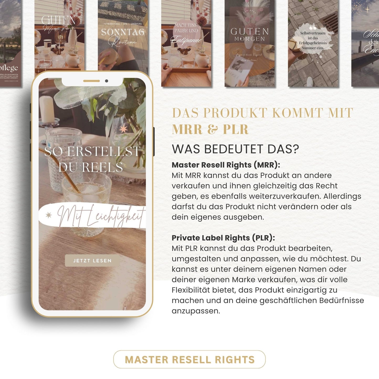 Faceless Video Reels Deutsch, Instagram Templates, DFY Content, Digitales Marketing mit Master Resell Rechte, MRR PLR, Canva, Wiederverkauf