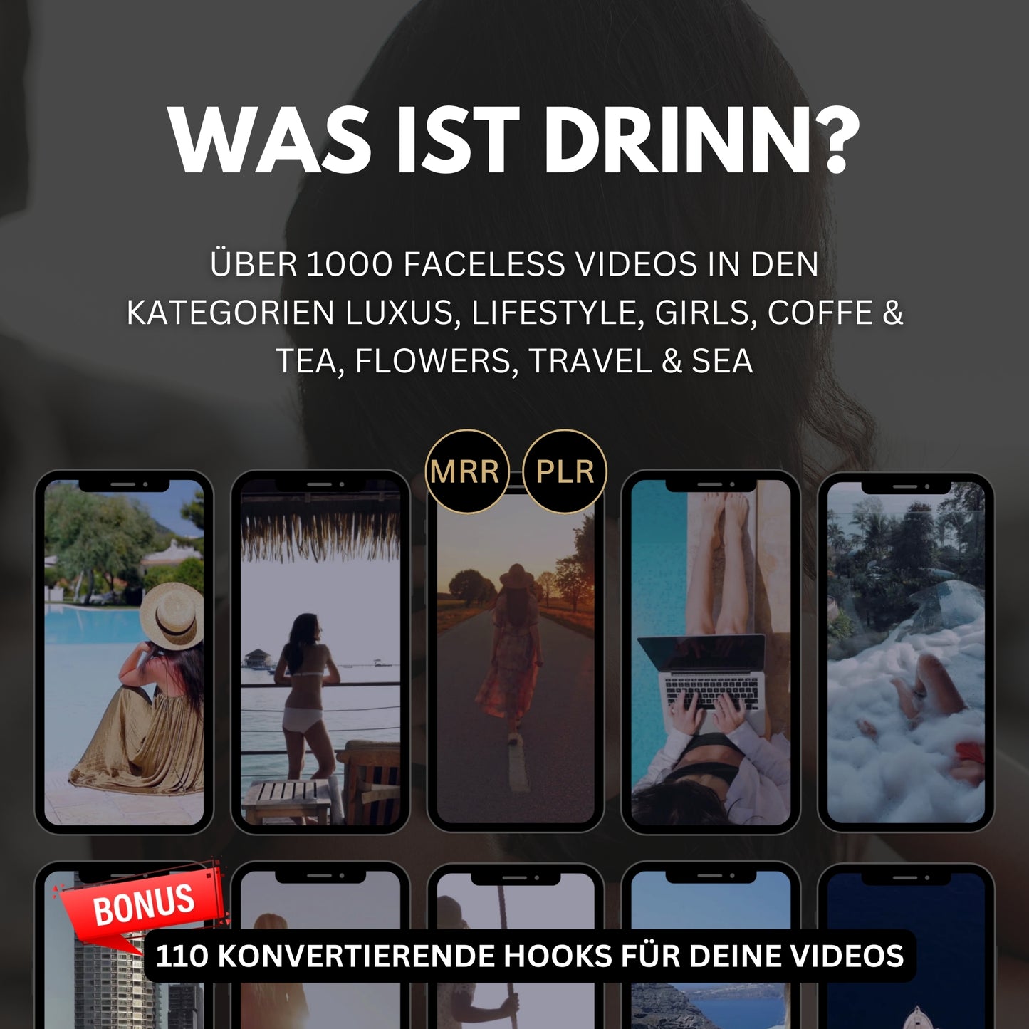 1000+  FACELES Videos Aesthetic & Luxury - inkl. 110 Hooks | social Media | Passives Einkommen | Anleitung | digitales Marketing|Faceless PLR