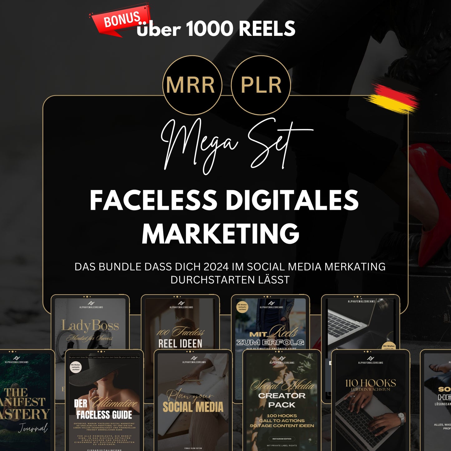 Faceless digitales Marketing MRR SET, digitale Produkte, Master-Resell-Rechte, digitales Marketing, Verkaufe Social Media +Bonus,