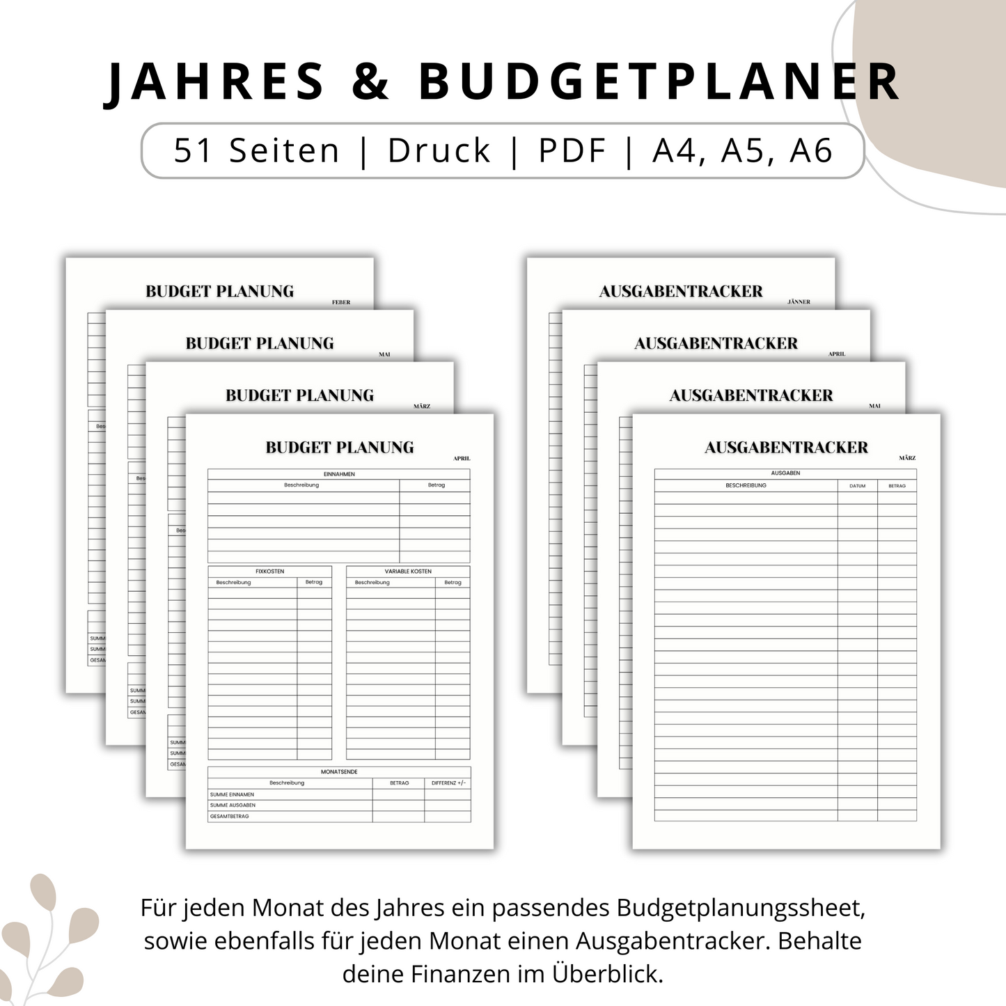 Budget- & Jahresplaner im SET, Deutsch