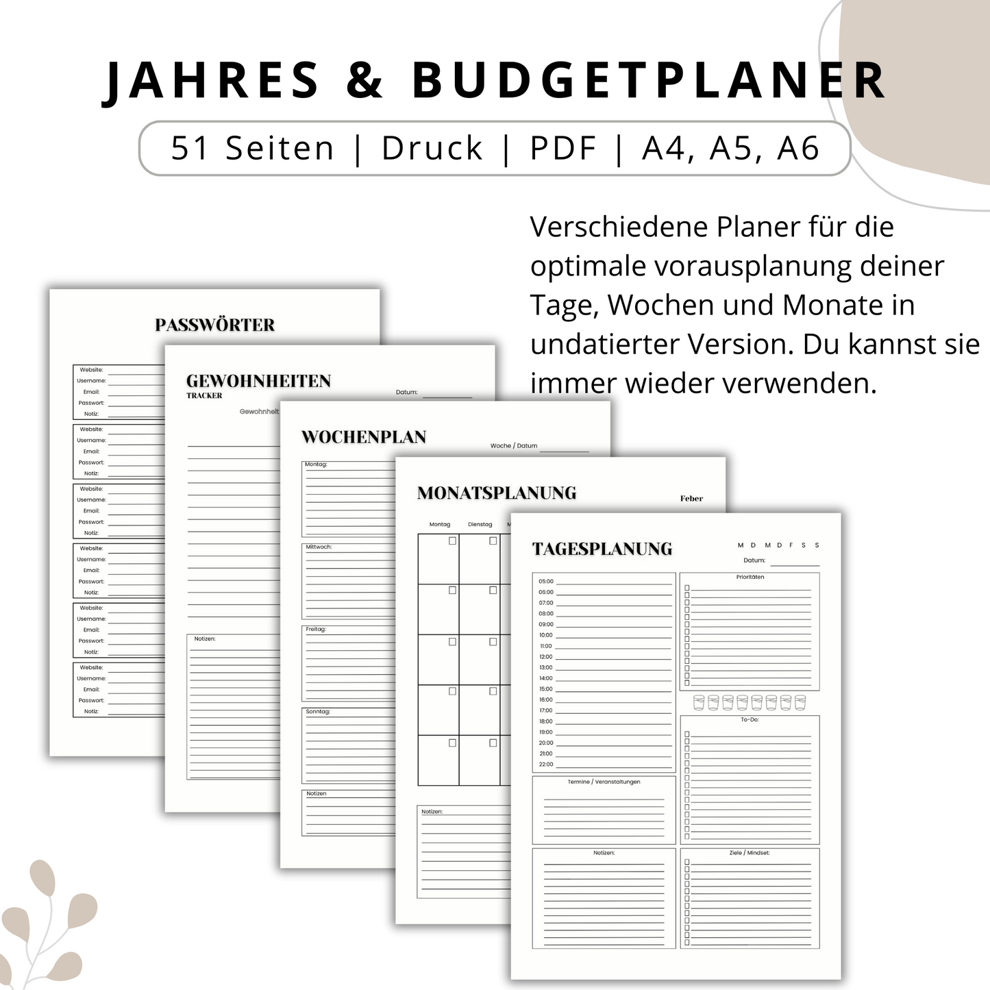 Budget- & Jahresplaner im SET, Deutsch