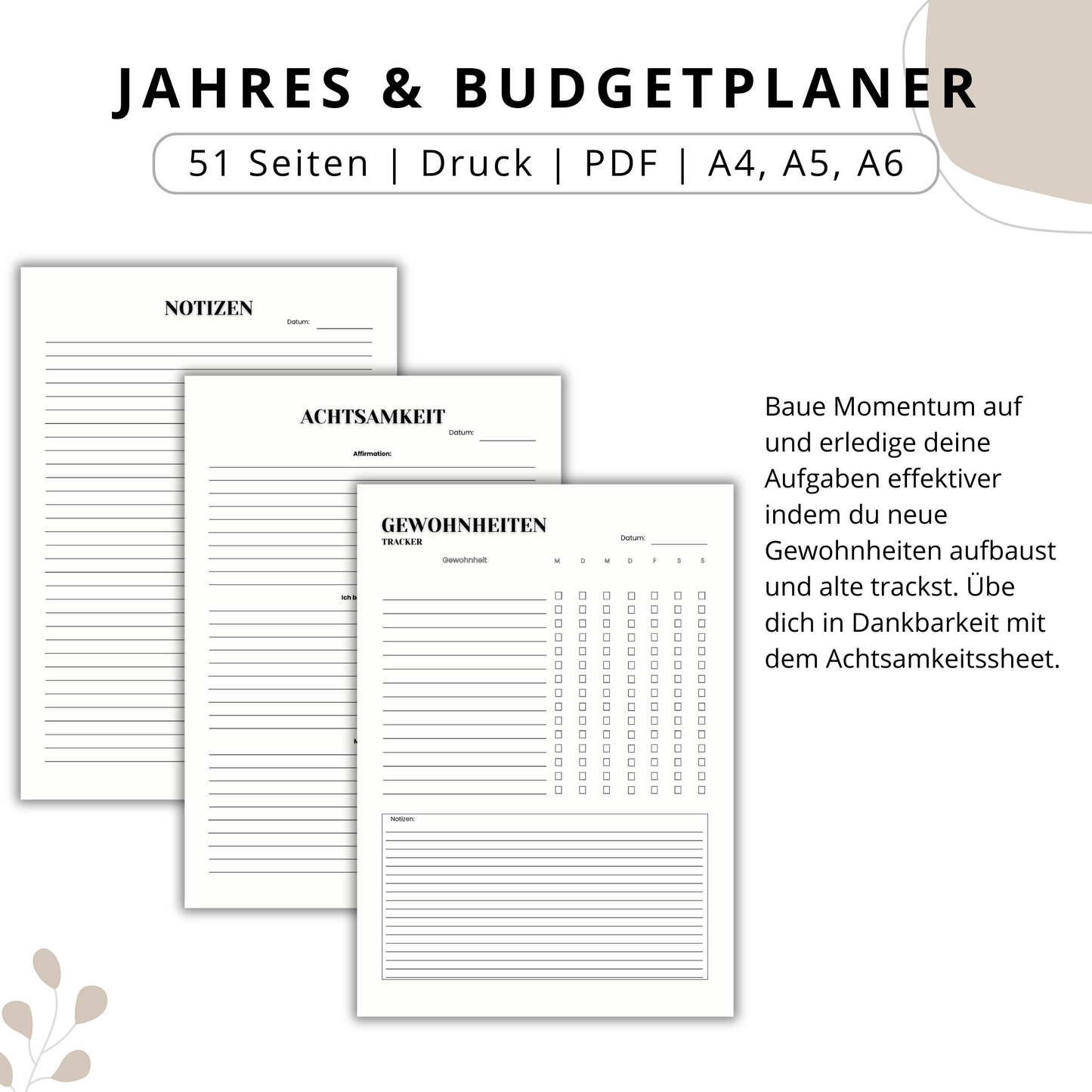 Budget- & Jahresplaner im SET, Deutsch