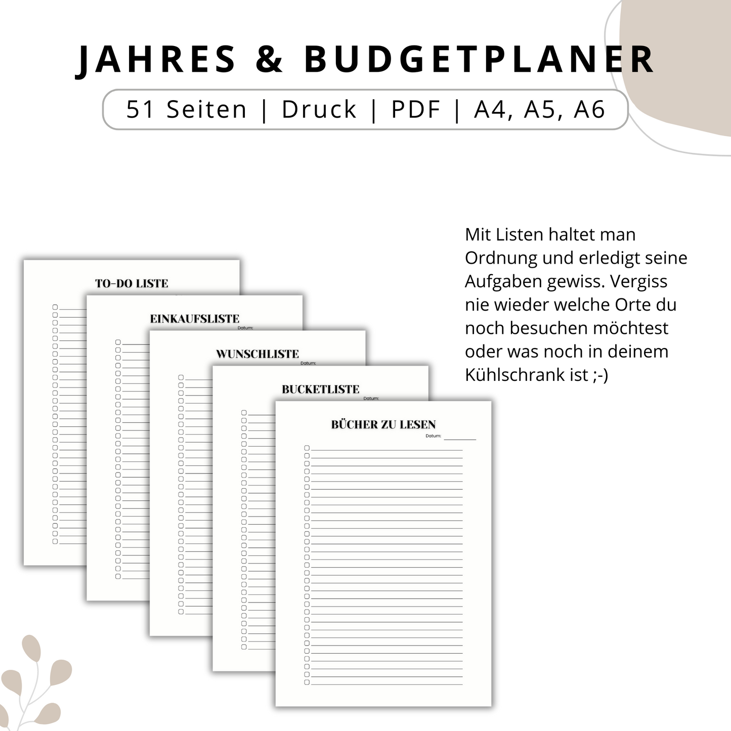 Budget- & Jahresplaner im SET, Deutsch