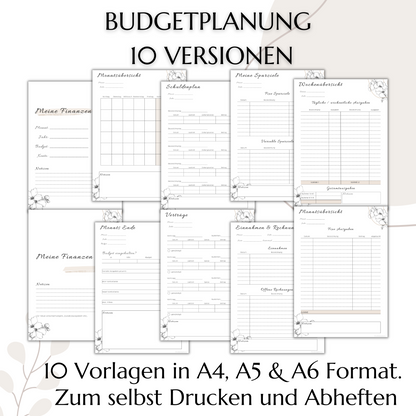 Budget Planer Deutsch A6, beige, 10 Versionen