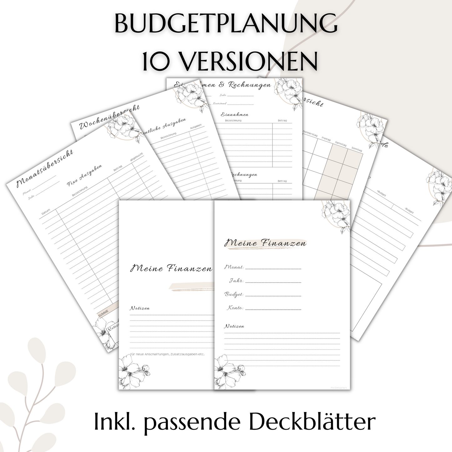 Budget Planer Deutsch A6, beige, 10 Versionen