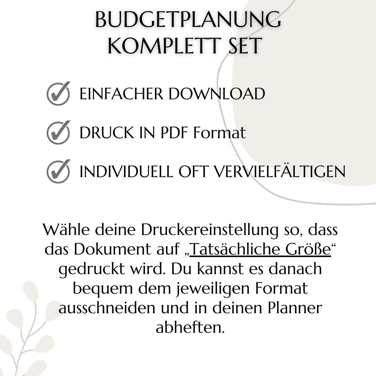 Budget Planer Deutsch A4, A5, A6, beige, 10 Versionen