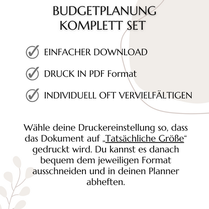 Budget Planer Deutsch A6, beige, 10 Versionen