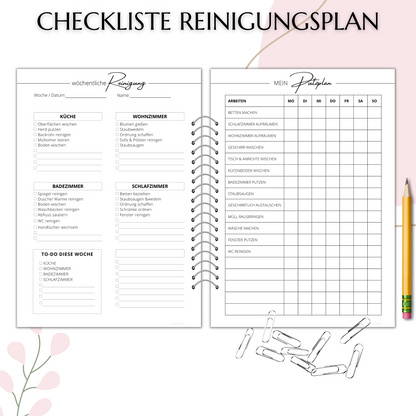 Reinigungsplan digital editierbar PDF, minimal