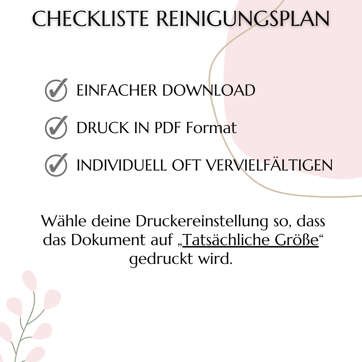 Reinigungsplan digital editierbar PDF, minimal