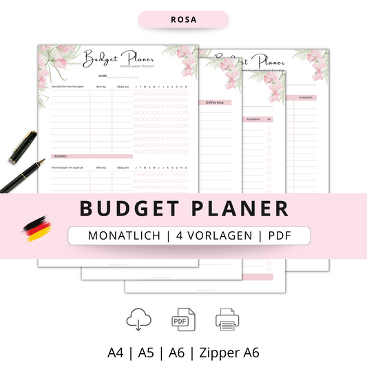 Budget Planer 4 Varianten, rosa II