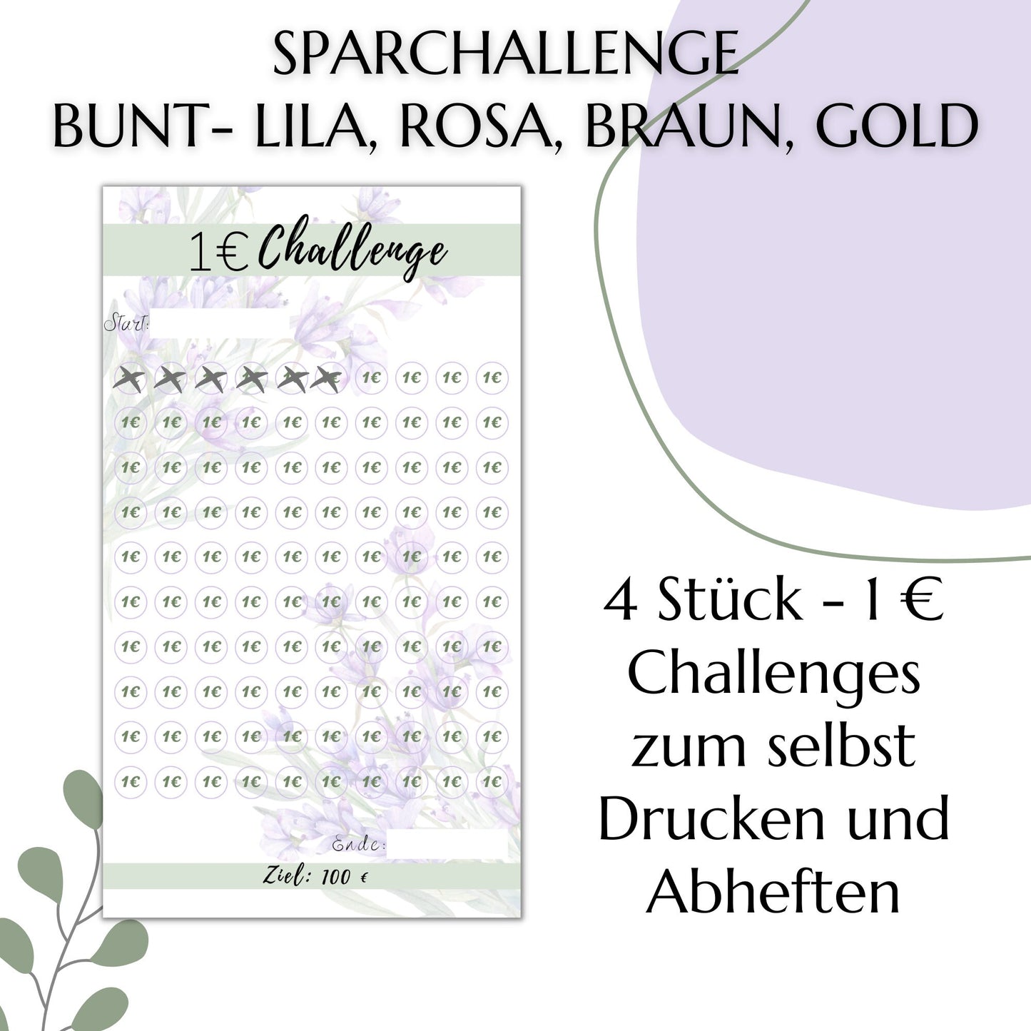 Sparchallenge 1 Euro, bunt