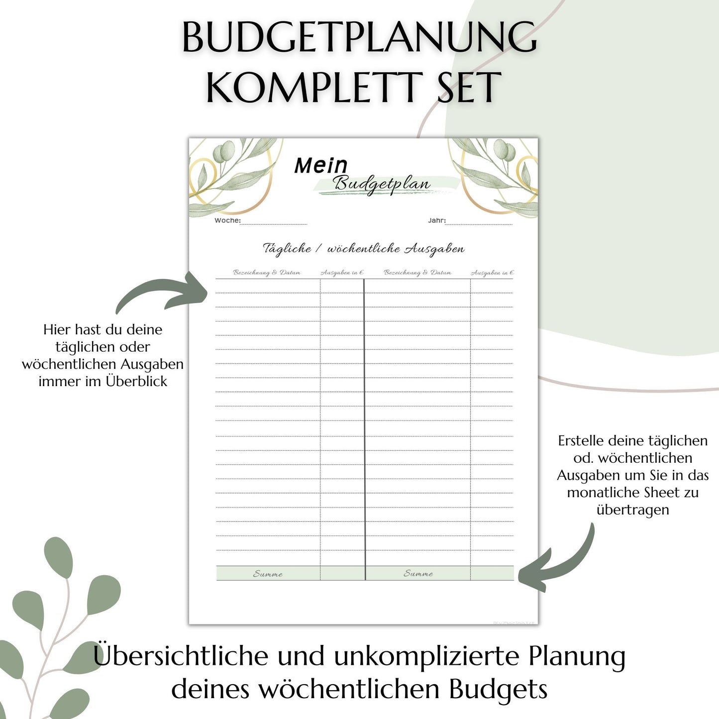 Budget Planer & Deckblätter, grün