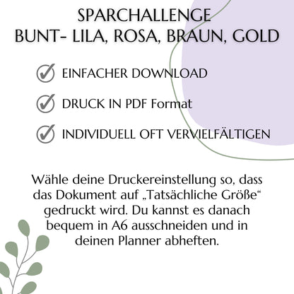 Sparchallenge 1 Euro, bunt