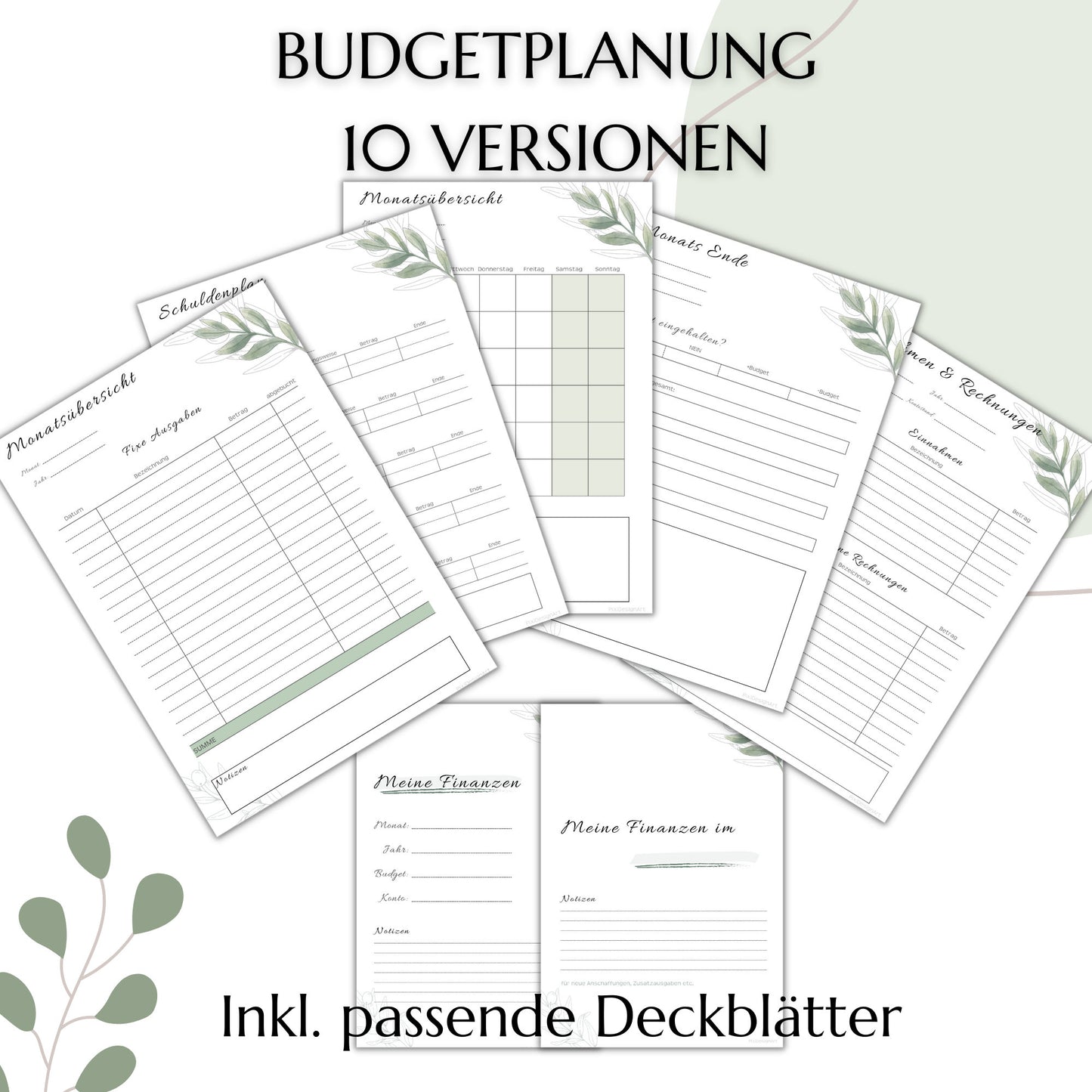 Budget Planer Deutsch A6, grün, 10 Versionen