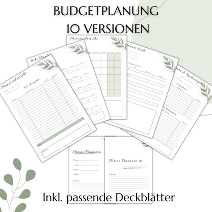 Budget Planer Deutsch A6, grün, 10 Versionen