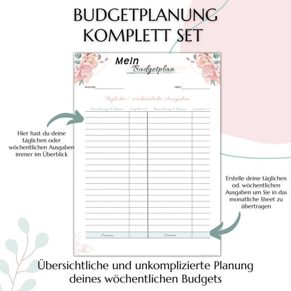 Budget Planer &  Deckblätter rosa