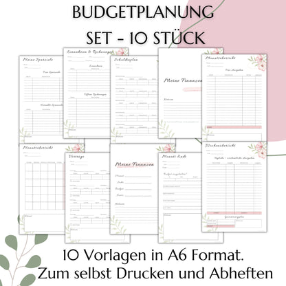 Budget Planer Deutsch A6, rosa, 10 Versionen
