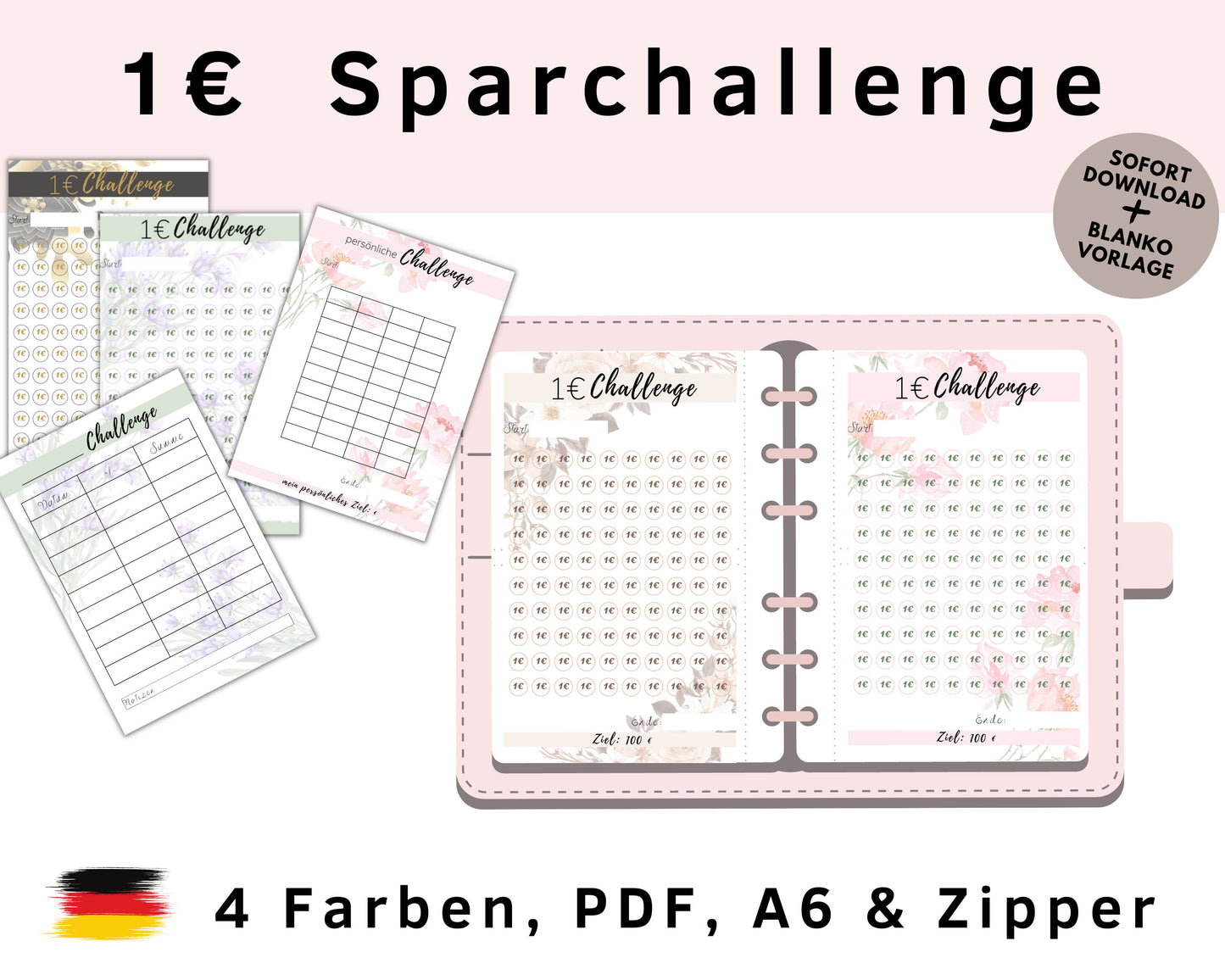 Sparchallenge 1 Euro, bunt