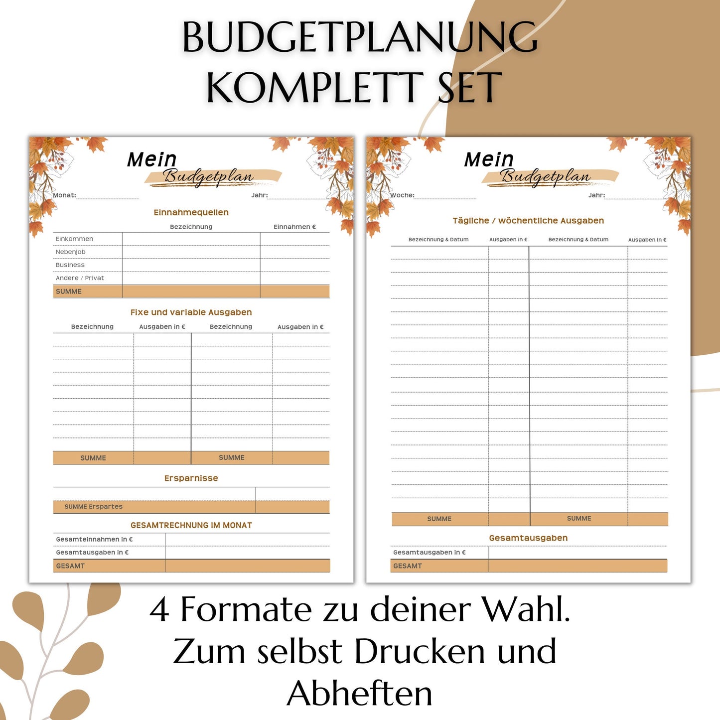 Budget Planer, braun, A4, A5 & A6