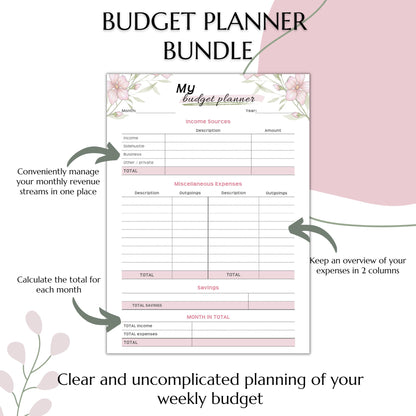 Budget Planer EN, pink, A4, A5 & A6