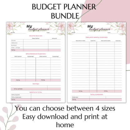 Budget Planer EN, pink, A4, A5 & A6