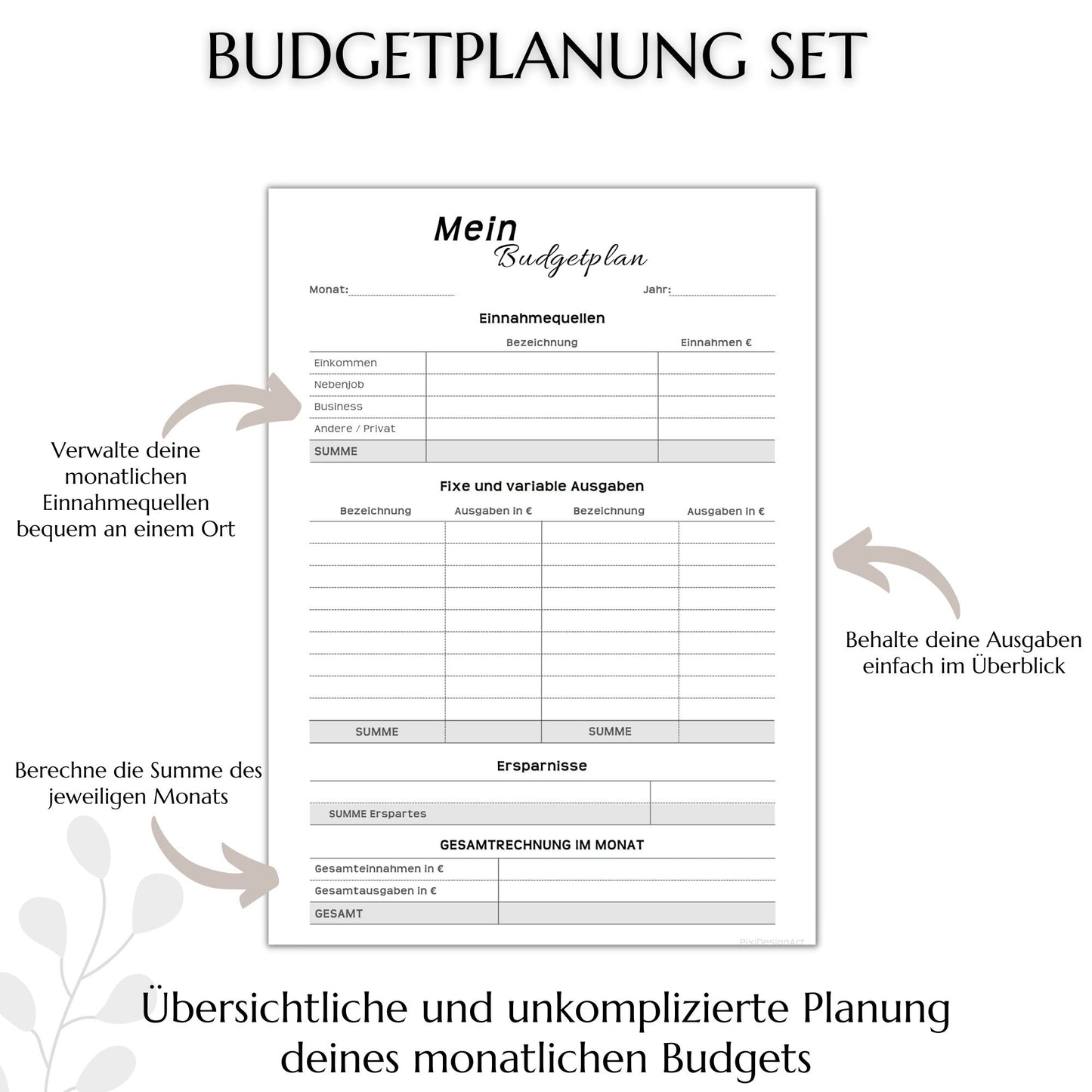 Budget Planer, grau, A4, A5 & A6