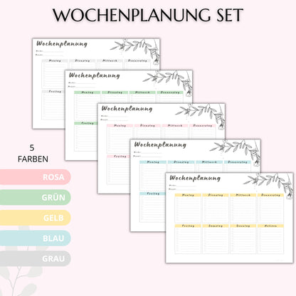 Wochenplaner Set I, 5 Farben