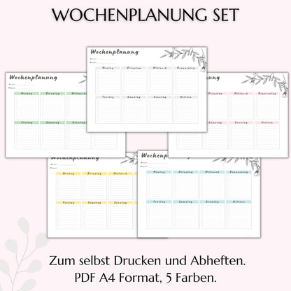 Wochenplaner Set I, 5 Farben