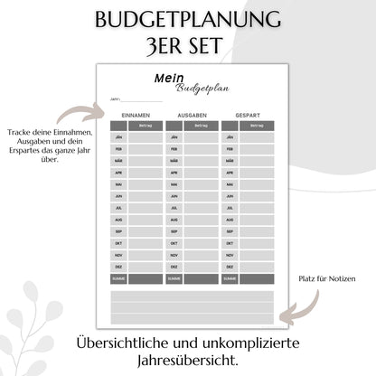 Budget Planer, grau, A4, A5 & A6, inkl. Jahresansicht