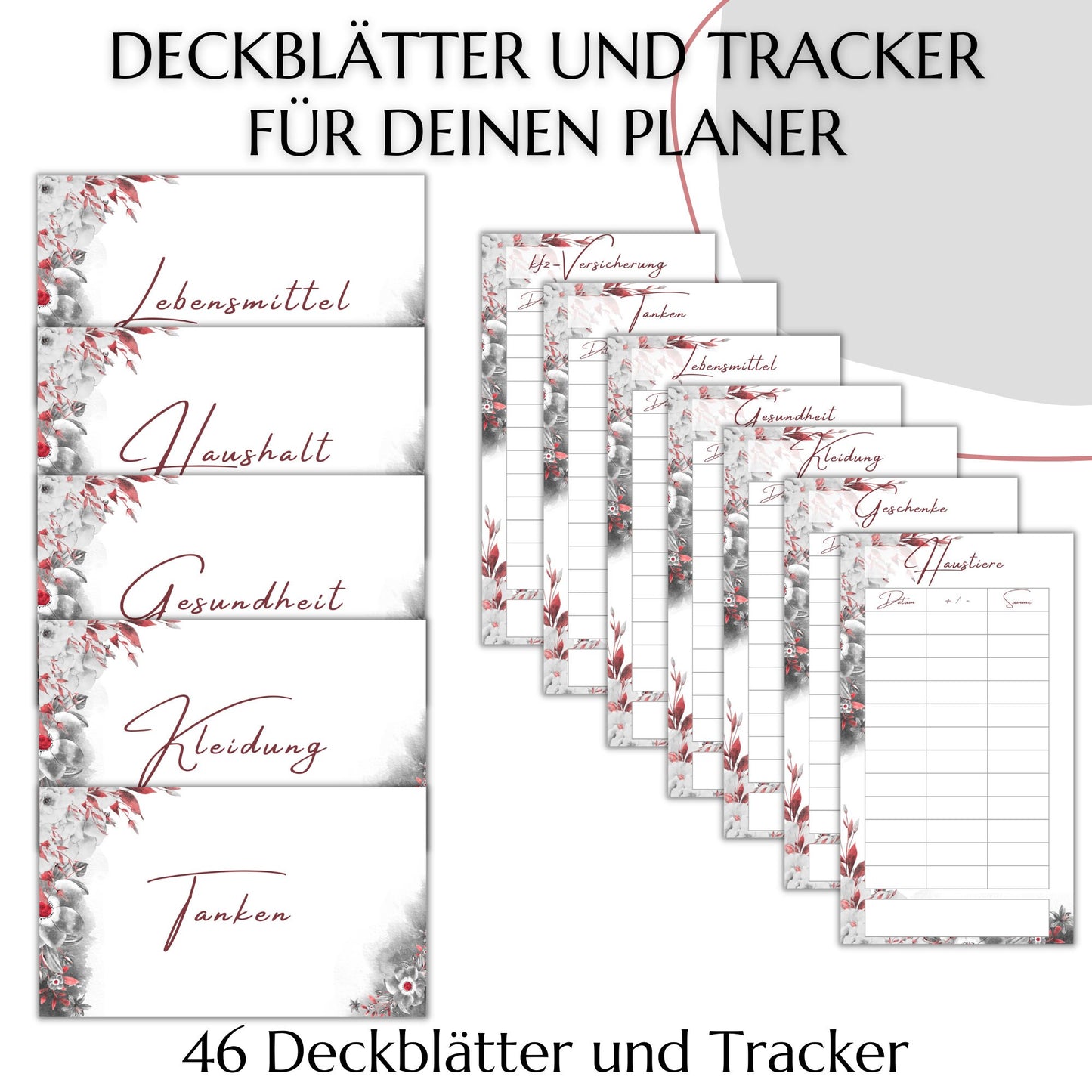 Umschlagmethode  - 46 Deckblätter, rot