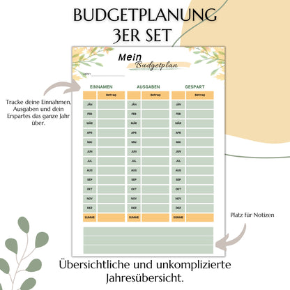Budget Planer, gelb, A4, A5 & A6, inkl. Jahresansicht
