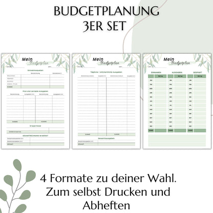 Budget Planer, grün , A4, A5 & A6, inkl. Jahresansicht