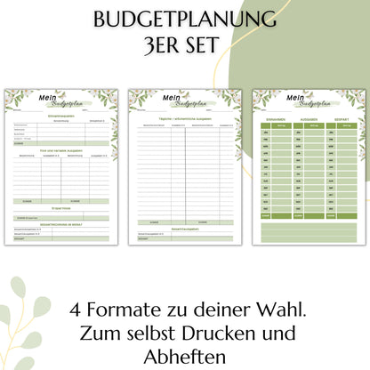 Budget Planer, grün II, A4, A5 & A6, inkl. Jahresansicht