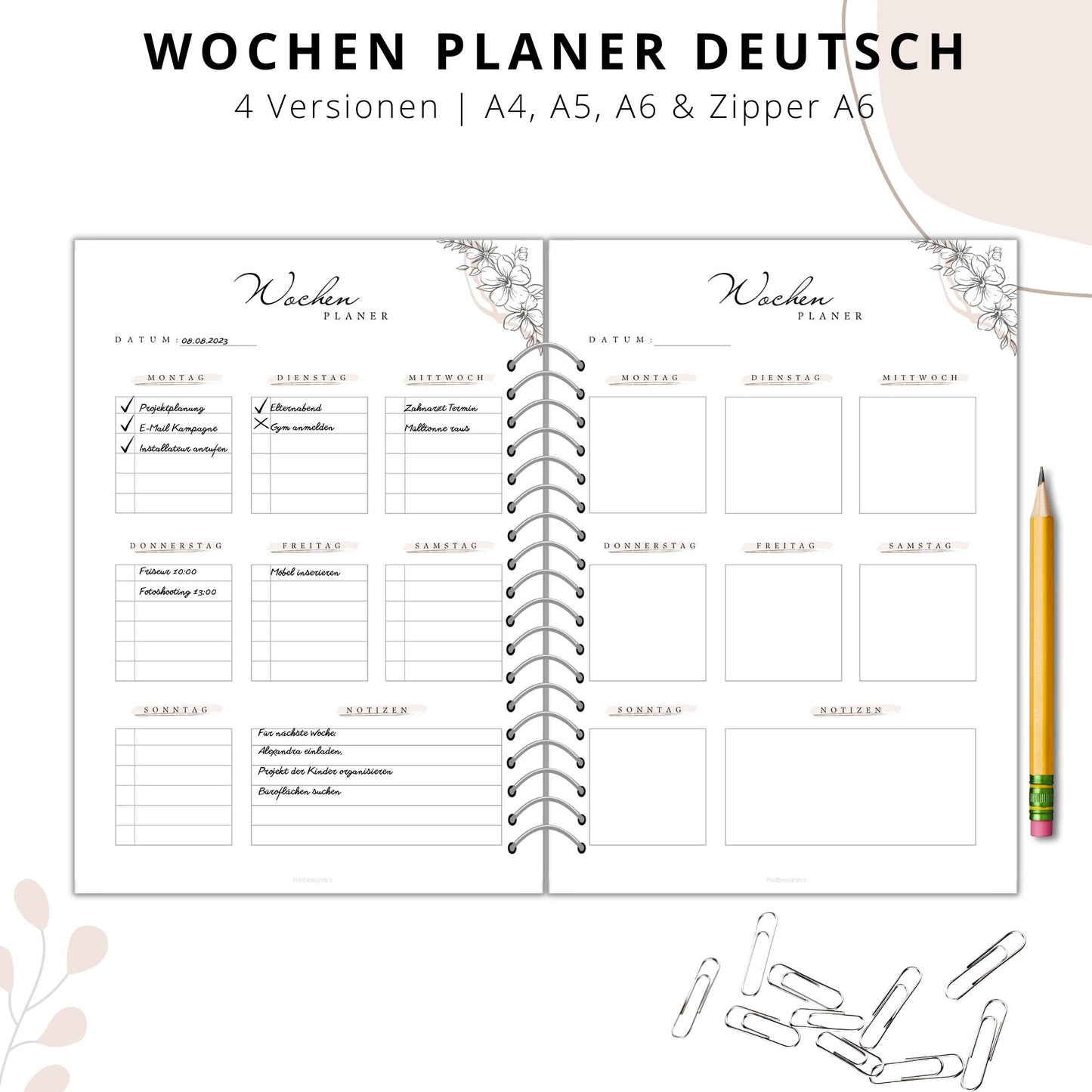 Wochenplaner 4 Varianten beige