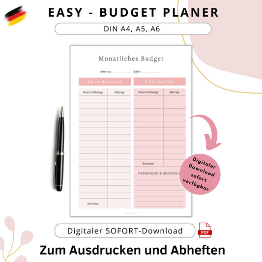 Budget Planer Easy, rosa