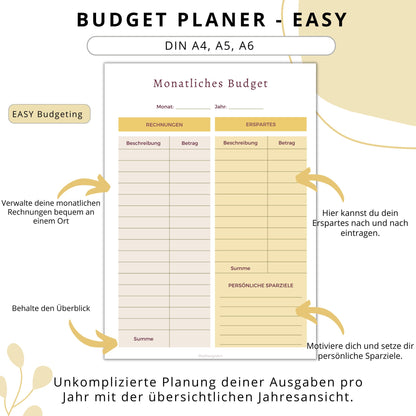 Budget Planer Easy, gelb