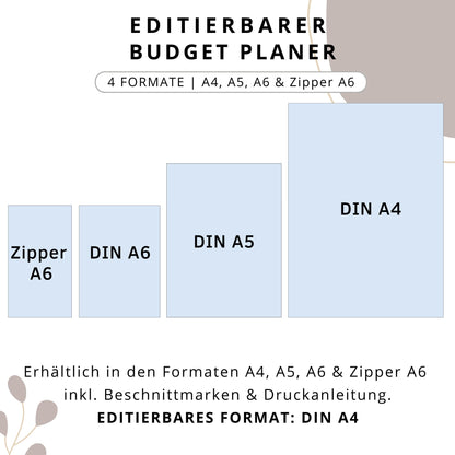 Budget Planer editierbare PDF, beige