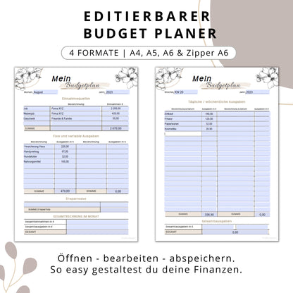 Budget Planer editierbare PDF, beige