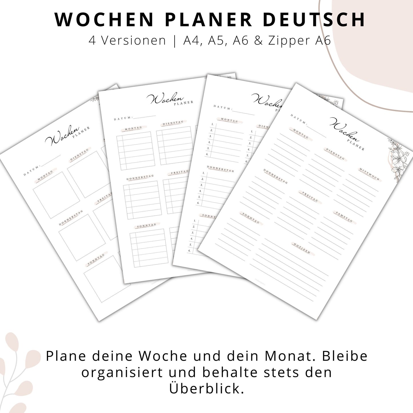 Wochenplaner 4 Varianten beige